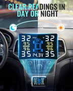 Sistema de monitoreo de presión de neumáticos, TPMS con pantalla LCD y 4 sensores