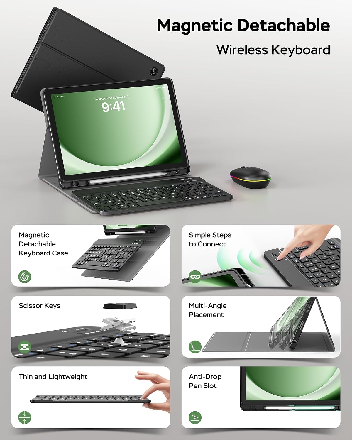 Funda para Samsung Galaxy Tab A11 Plus/A9 Plus con teclado