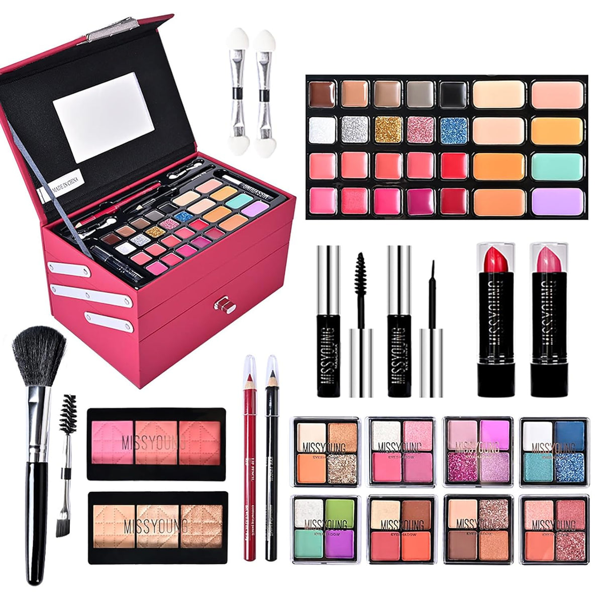 Wisnewth Kit de maquillaje todo en uno de 45 piezas con estuche de...