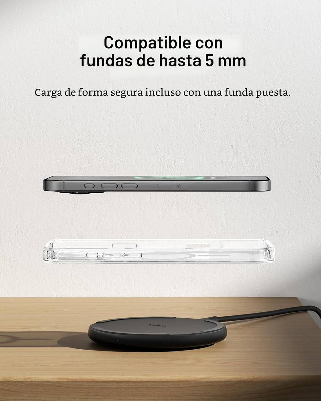 Belkin Cargador inalámbrico de 15W, Base de carga Qi para iPhone 17 (paquete de 2)