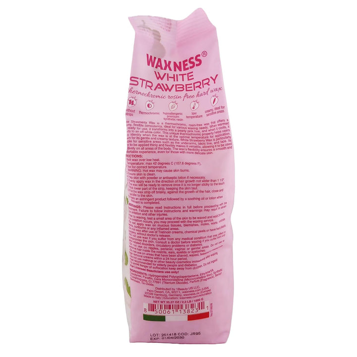 Waxness Perlas de cera dura termocrómica de fresa blanca, 2.2 lb (1...
