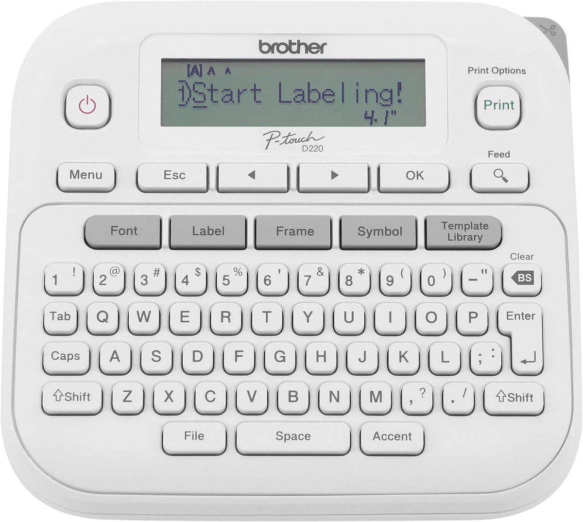 Brother P-Touch - Máquina etiquetadora PTD220, impresora térmica sin tinta para organización del hogar y la oficina, portátil y ligera, teclado QWERTY de un solo toque y 25 plantillas preestablecidas
