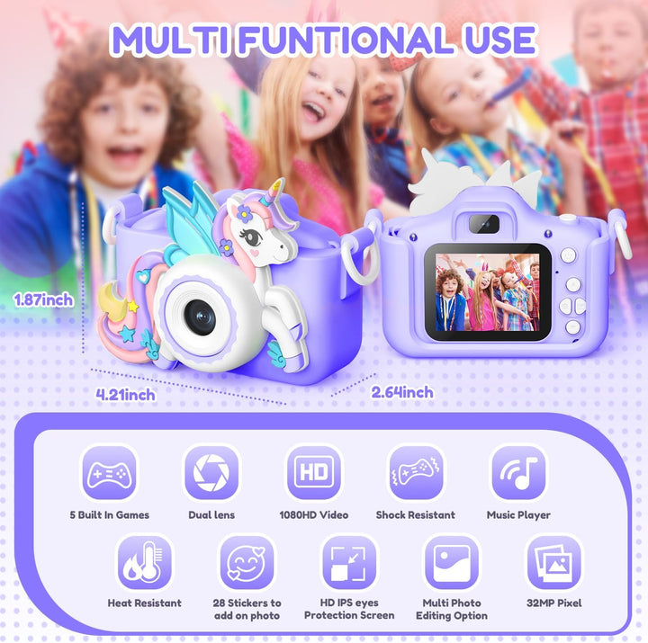 Cámara para niños y niñas de 3 a 12 años, cámara digital para niños...