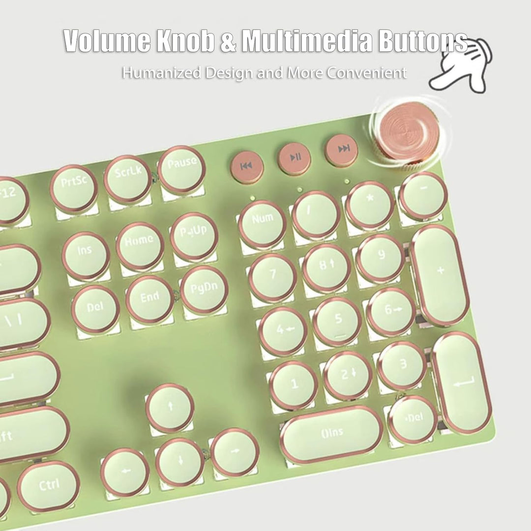 TISHLED Teclado mecánico estilo máquina de escribir para juegos con...