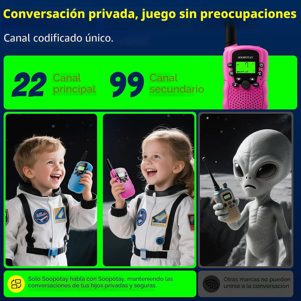 Walkie Talkie para niños, 3 unidades, juguetes Walkie Talkies para niñas y niños, radios de dos vías con 3 millas de larga distancia y 22 canales, niños Walky Talky para 3 – 12