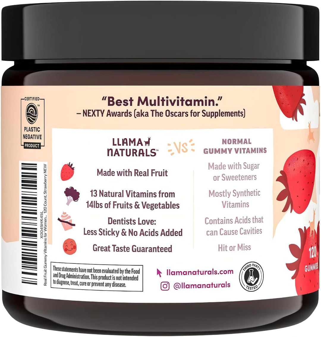 Llama Naturals Multivitamínico para mujeres, gomitas veganas y orgá...