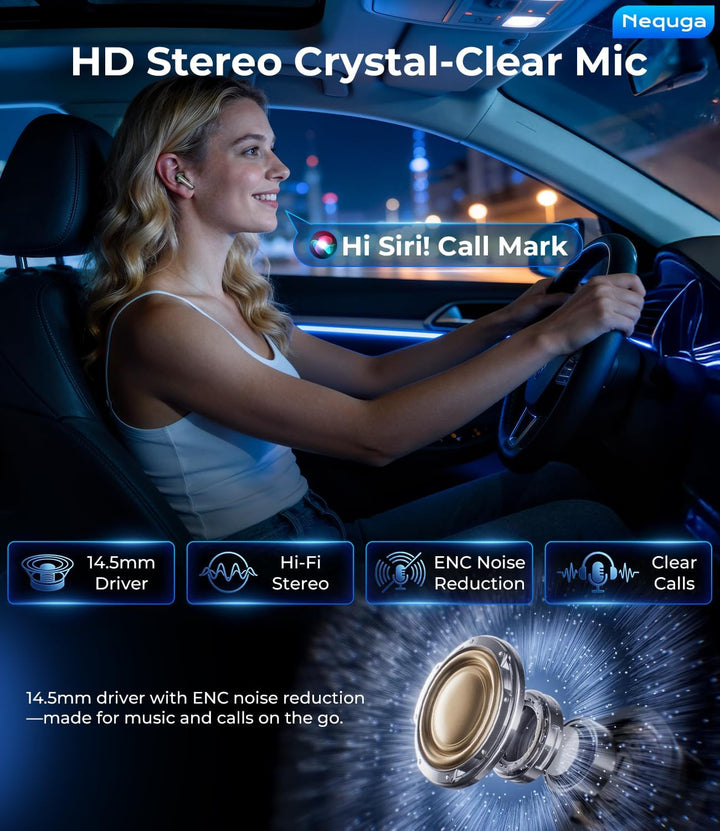 Nequga Auriculares inalámbricos Bluetooth, auriculares de reproducc...