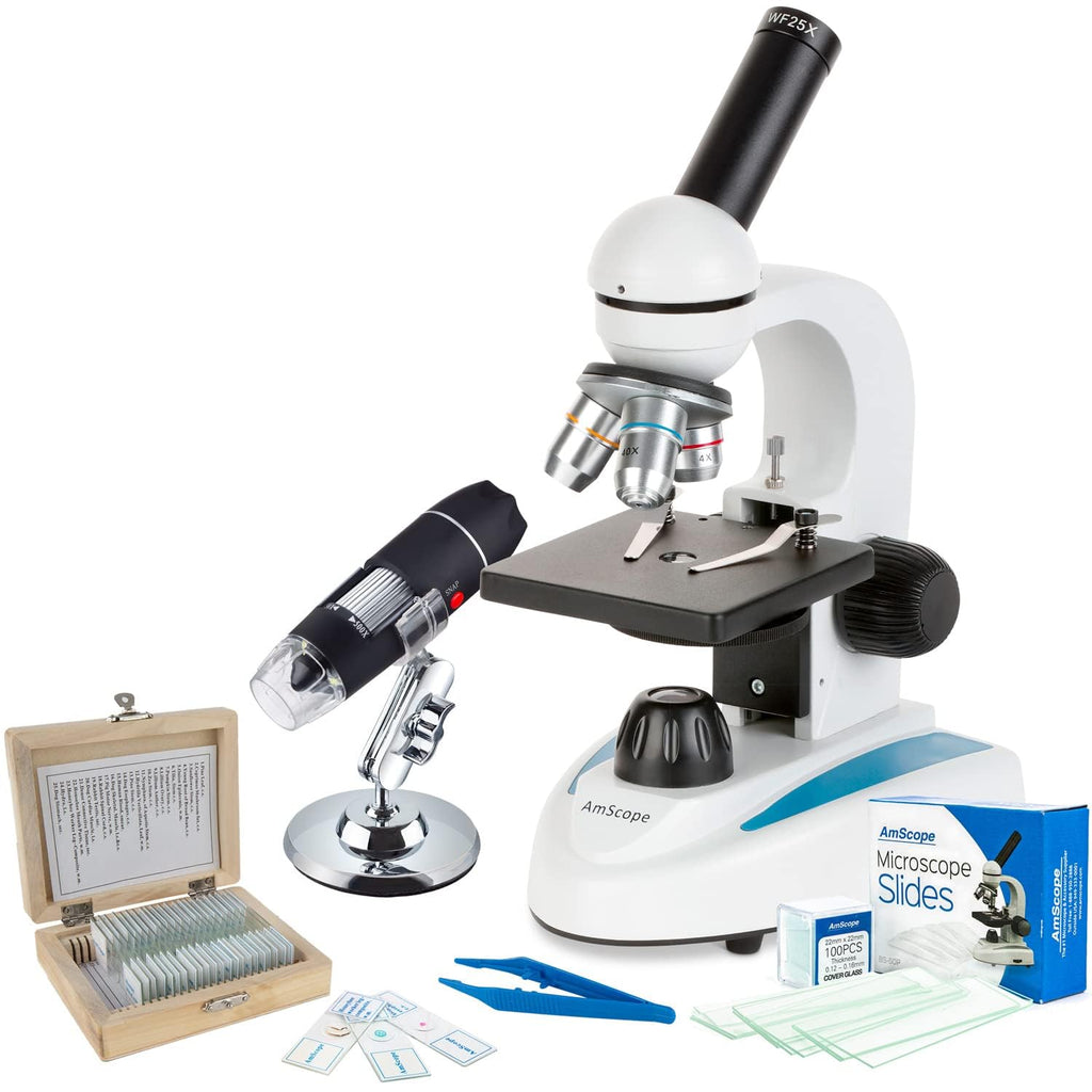 AmScope VB-M149C-SLVR Super Ahorros - Monocular LED portátil 1000X