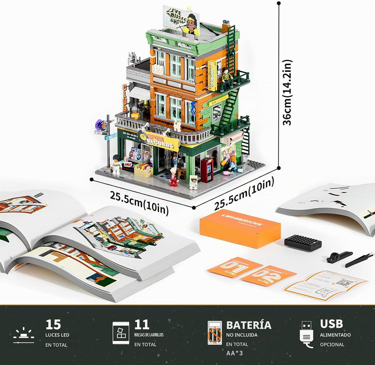 Lumibricks Record Store - Juego de construcción modular de iluminación para