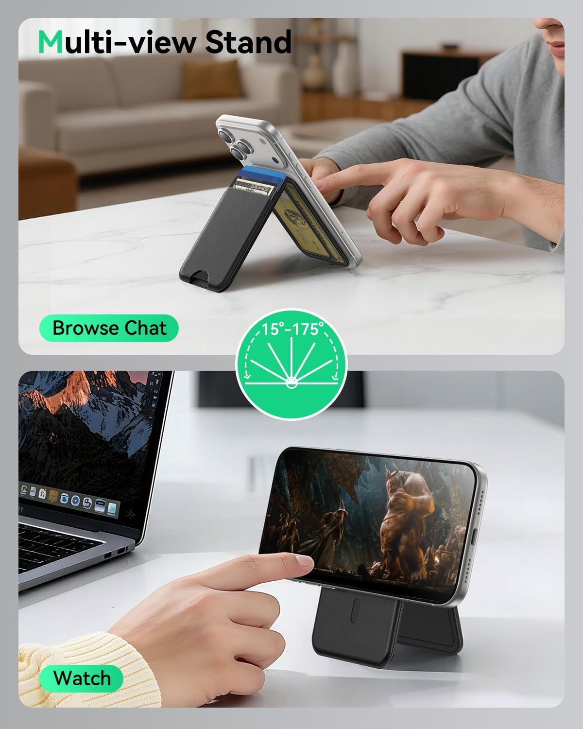 TWZKG para MagSafe Wallet, funciona con Apple Find My, 5 tarjetero con