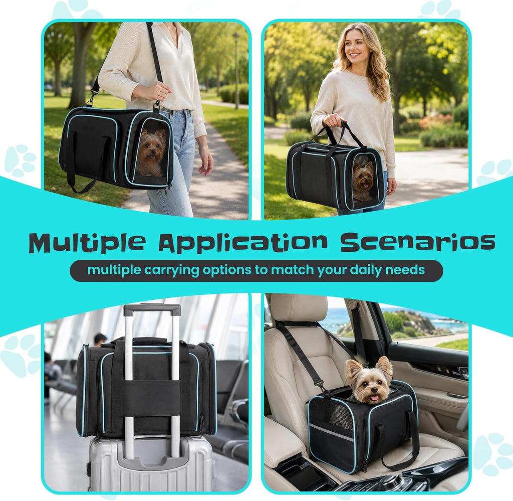 Transportador de perros pequeños expandible de lados suaves, aprobado por