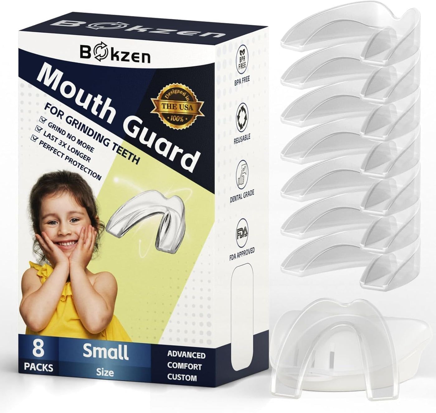 Bokzen Protector bucal para niños para rechinar dientes, paquete de...
