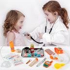 EFO SHM Kit de médico para niños, 34 piezas para niños pequeños de 3 a 5 años con bolsa de almacenamiento médico y estetoscopio real, para niños y niñas, divertido juego de rol, juego de doctor para