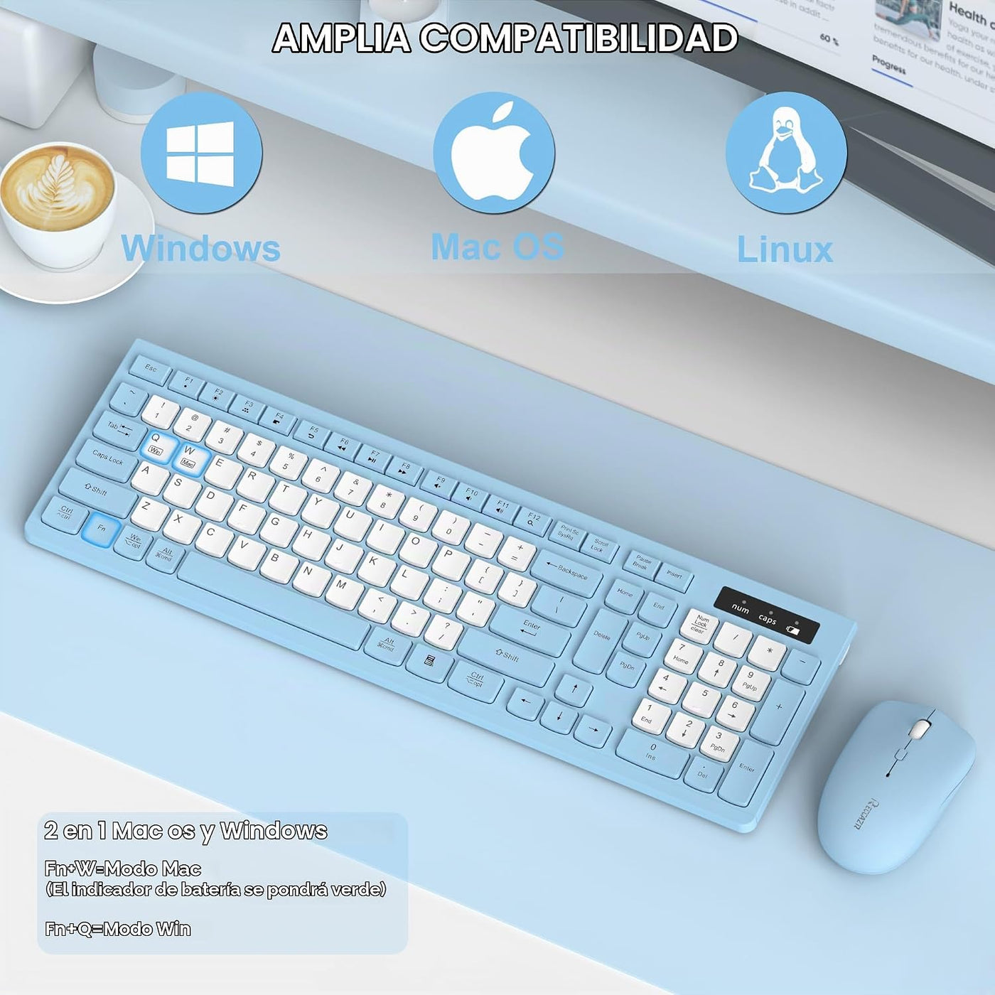 Combo silencioso de teclado y mouse inalámbricos para oficina y hog...