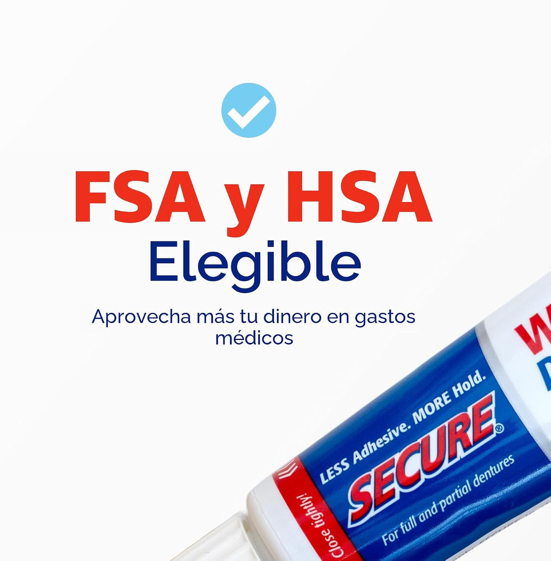 Secure Adhesivo para Dentaduras Impermeable - Sin Zinc - Extra Fuer...