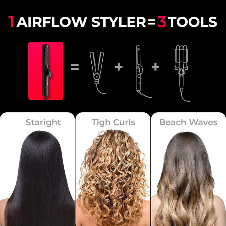 TYMO Airflow 2.0 - Plancha rizadora de pelo 2 en 1, rizador de pelo...