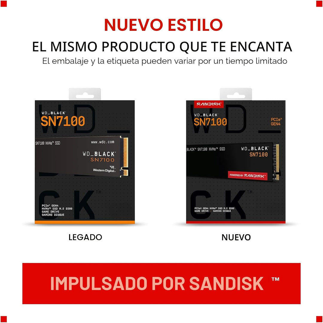 WD_Black SN7100 SSD NVMe de 1 TB - Gen4 PCIe, M.2 2280, velocidad d...