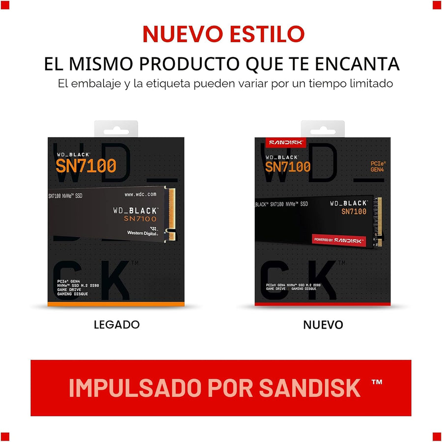 WD_Black SN7100 SSD NVMe de 1 TB - Gen4 PCIe, M.2 2280, velocidad d...