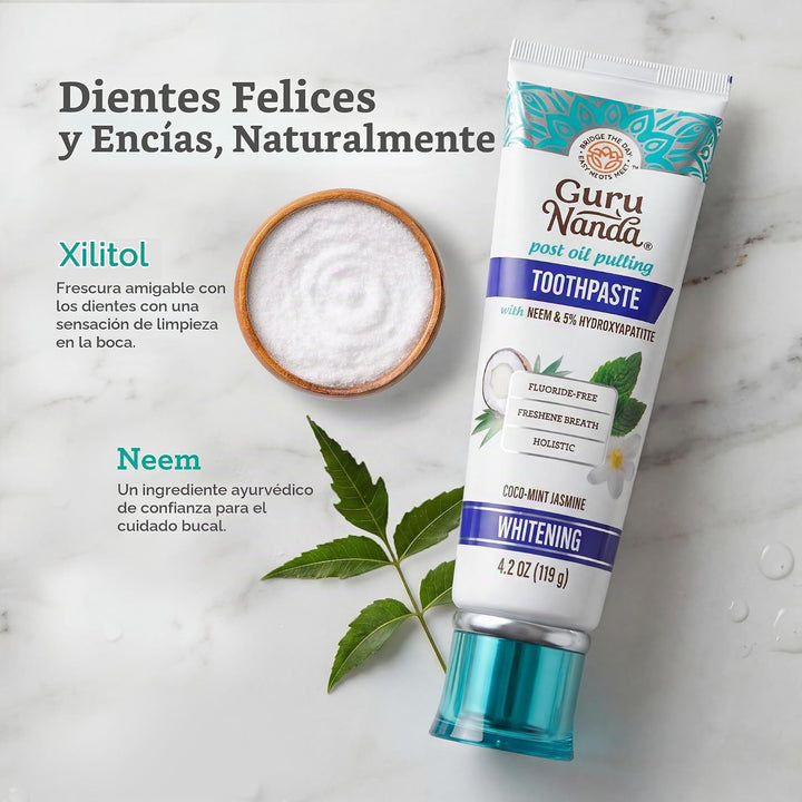 GuruNanda Pasta de dientes hidroxiapatita con neem, SLS y sin flúor...