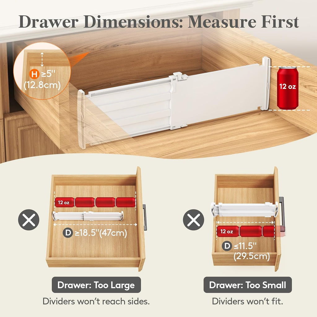 Lifewit Divisores de Cajón de 5" de Alto, Organizadores Ajustables para Cajones Profundos de Ropa