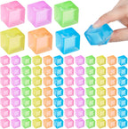 Simgoing 96 Pcs Ice Cube Balls Bulk, Square Fidget Toys, 6 Colors