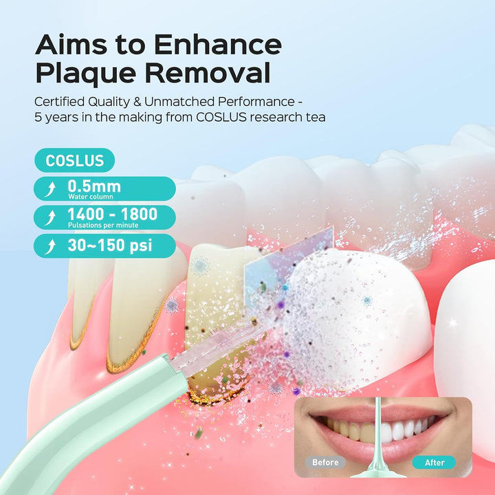 COSLUS Irrigador Dental de Agua para Dientes: 4 Modos, Inalámbrico,...