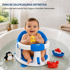PMV Asiento de baño para bebés sentados, silla de baño antideslizante con 3 ventosas, asiento de apoyo de baño seguro y cómodo para uso en baño/ducha, diseño estable, (6 a 24 meses) (azul)