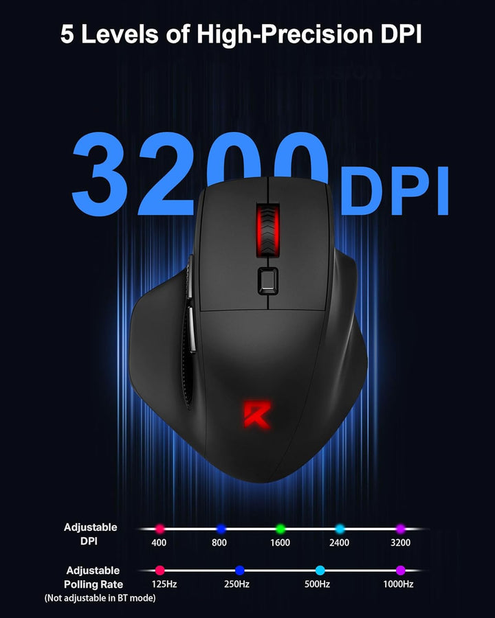 Redragon Ratón inalámbrico grande para manos grandes, tres modos de...