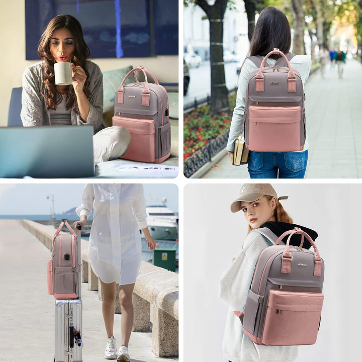 LOVEVOOK - Mochila para laptop de viaje para mujer, bolsa antirrobo...