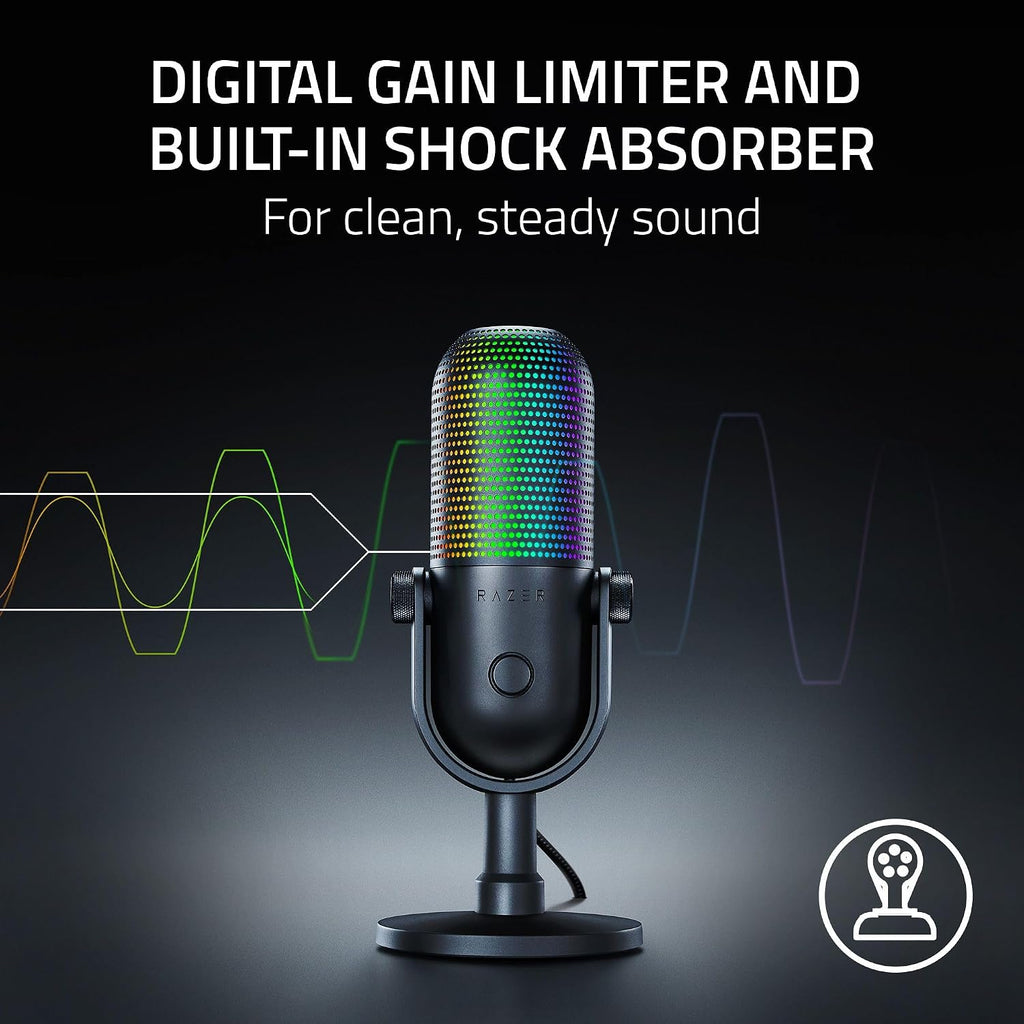 Razer Seiren V3 Chroma RGB, Reactivo al juego y streaming, micrófono USB, negro
