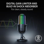Razer Seiren V3 Chroma RGB, Reactivo al juego y streaming, micrófono USB, negro