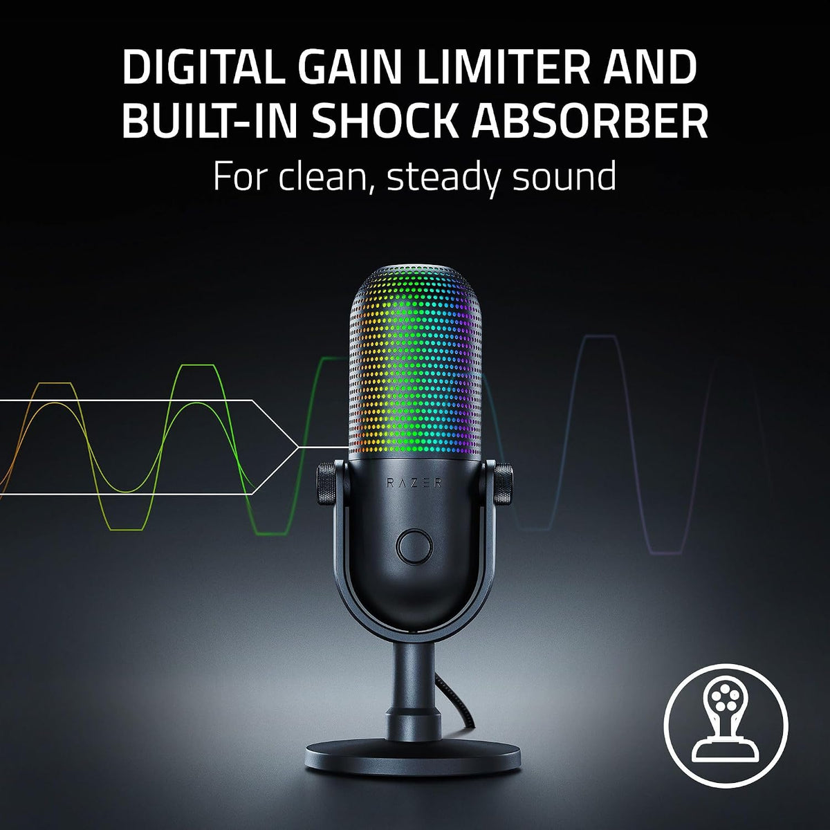 Razer Seiren V3 Chroma RGB, Reactivo al juego y streaming, micrófono USB, negro
