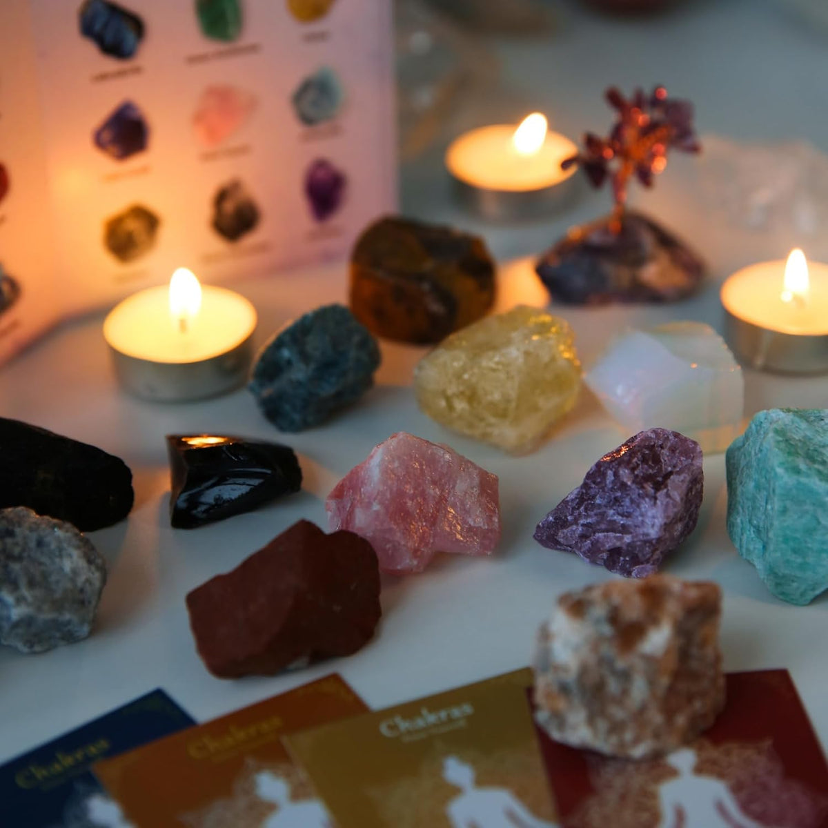 Juego de 18 cristales curativos y piedras para mujeres y