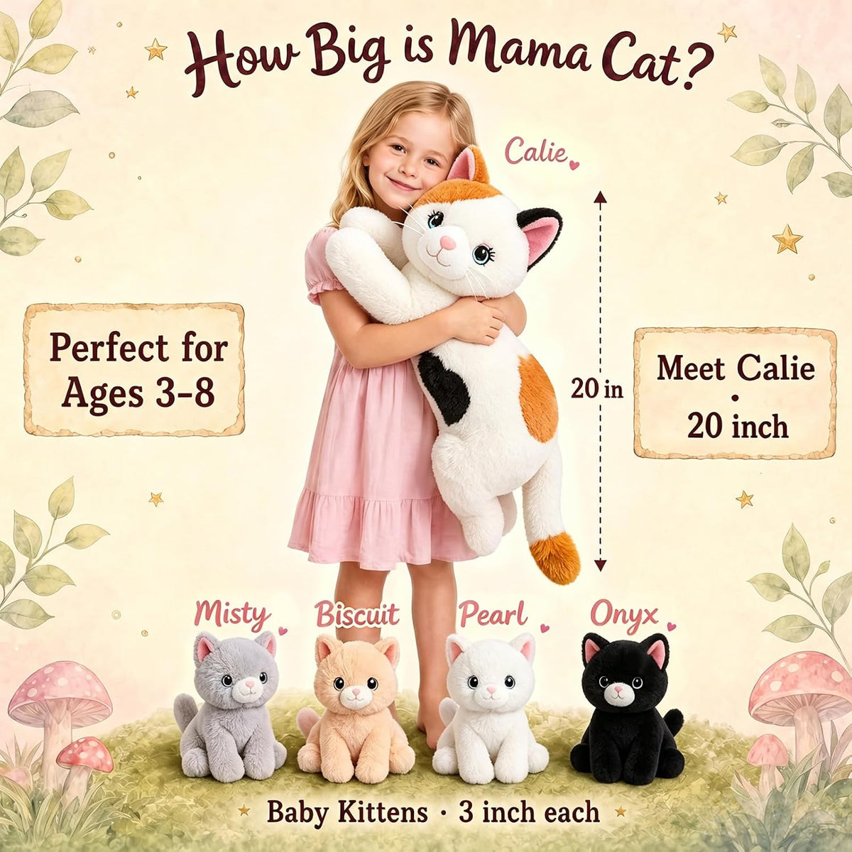 gnomantic Animales de peluche de gato con bebés en el interior