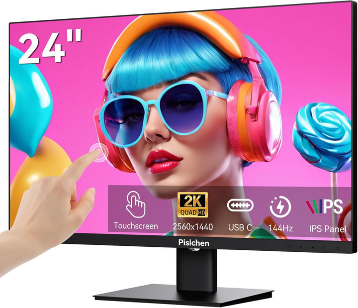 Pisichen Monitor de pantalla táctil 2K 144Hz 23.8 pulgadas QHD 2560...
