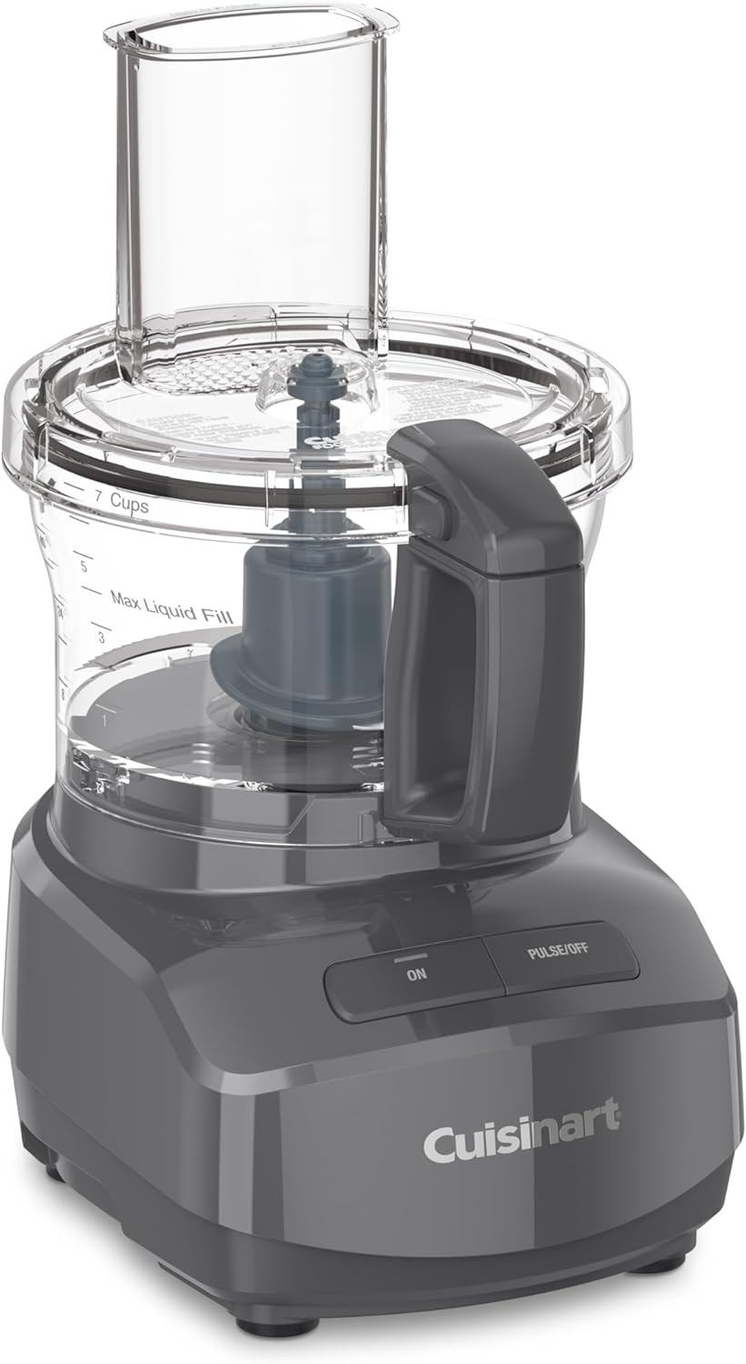 Cuisinart Procesador de alimentos de diseño elegante y moderno de 7 tazas con dos controles fáciles y cuchilla universal para picar, mezclar y masa (gris)