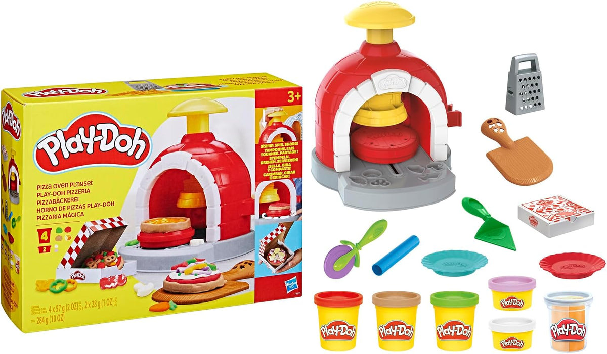 Play-Doh Kitchen Creations - Juego de horno de pizza con 6 latas y 8 accesorios, suministros para el aula de regreso a clases, juguetes de comida y cocina, juguetes preescolares, a partir de 3 años