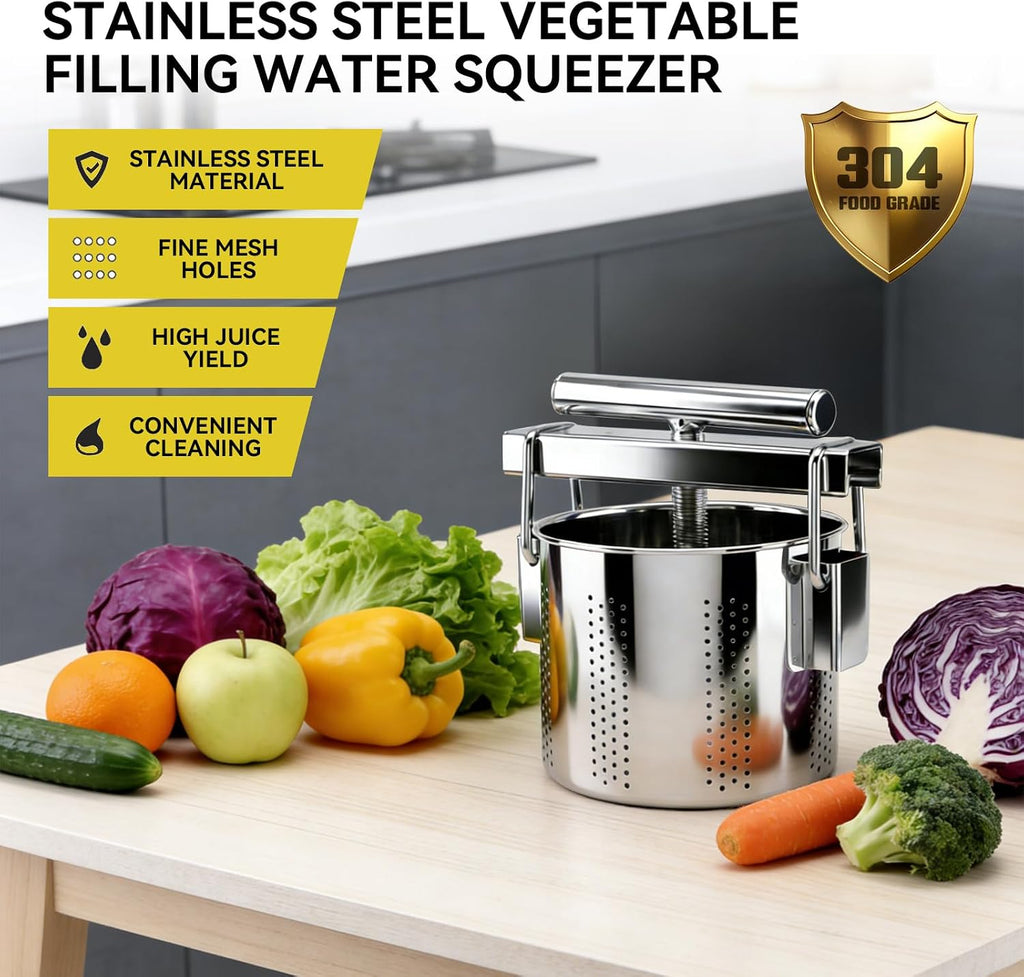 SQUEEZE master Exprimidor manual de verduras y prensa de queso, prensa de alimentos para relleno de albóndigas, espinacas, tofu, hierbas y jugo de frutas, 0.5 galones