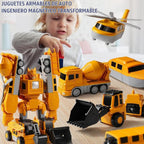 Conjunto de Vehículos de Construcción con Imanes, Vehículos de Ingeniería Magnéticos Ensamblados, Bloques Magnéticos para Niños de 3-5 y 4-8 años, Juguetes de Actividades al Aire Libre para Niños