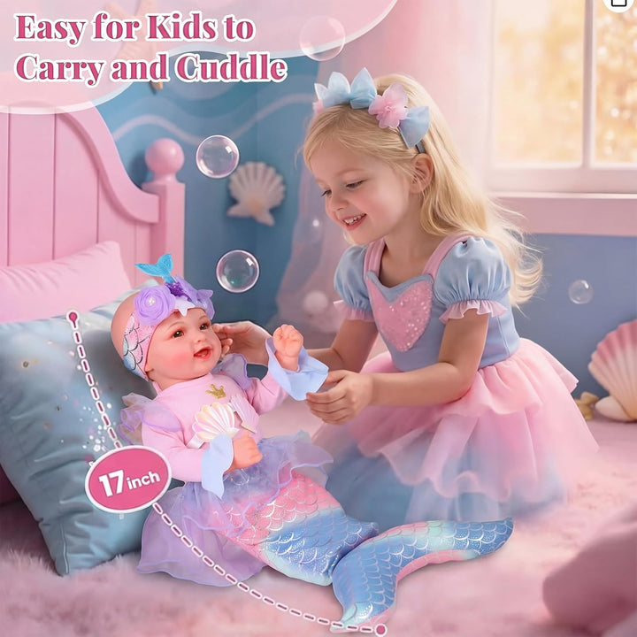 BABESIDE Muñeca de sirena para niñas, muñecas de bebé realistas de...