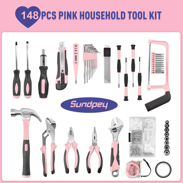 Sundpey Kit de herramientas para el hogar, 148 piezas, juego de her...