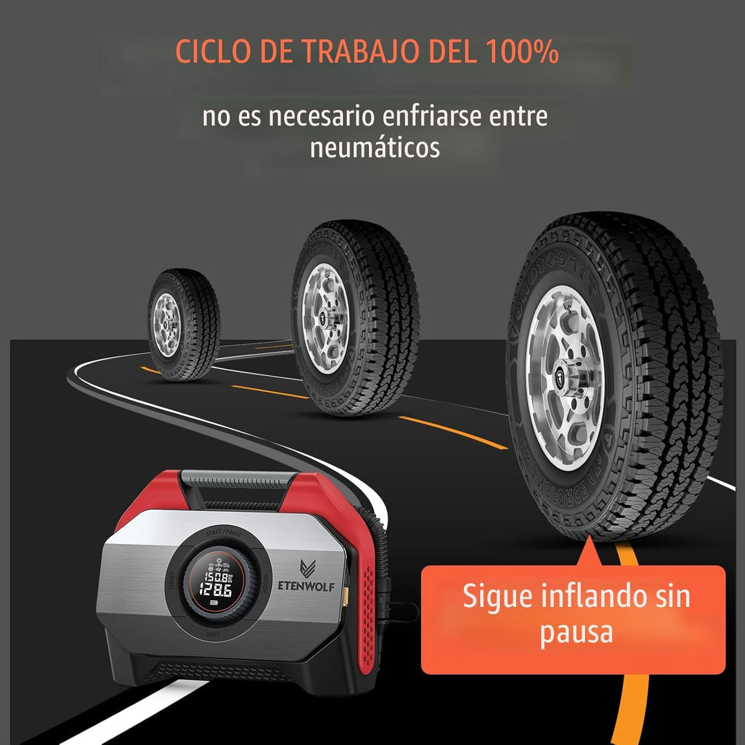 ETENWOLF Vortex S6 Inflador de Neumáticos Compresor de Aire Portáti...