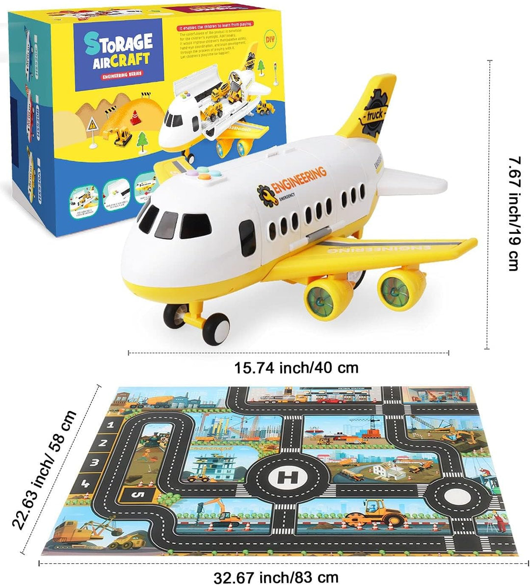 Dwi Dowellin Juego de juguetes de construcción de avión\/alfombra d...