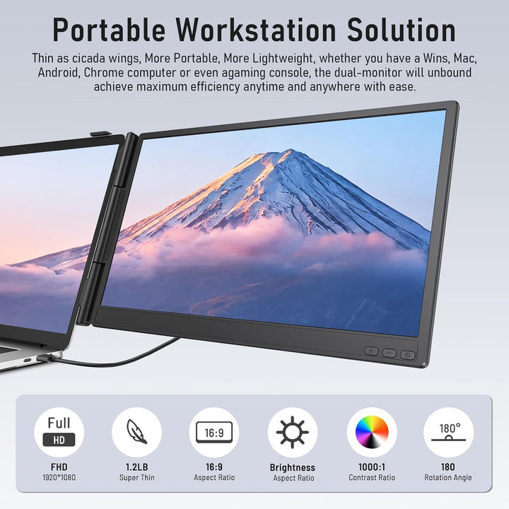 Macsecor Extensor de pantalla para laptop, monitor portátil dual ul...