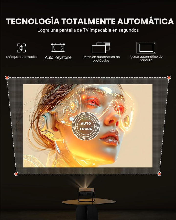 【Soporte ajustable de 360° y enfoque automático\/Keystone】 Proyecto...