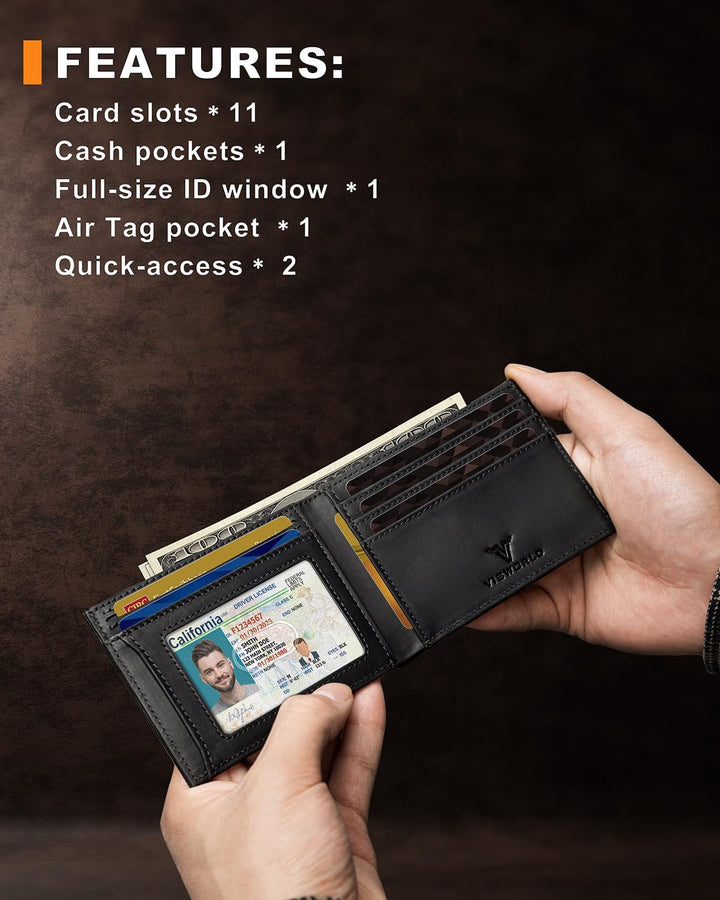 VISWORLD Billetera para hombre con soporte para Airtag, billetera p...