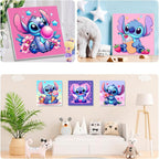 CraftyTime Pack de 6 Kits de Pintura por Números de Dibujos Animados para Niños con Lienzo con Marco, Pintura por Números para Niños de 4-8-12 años, Kits de Pintura Acrílica y al Aceite Fáciles para