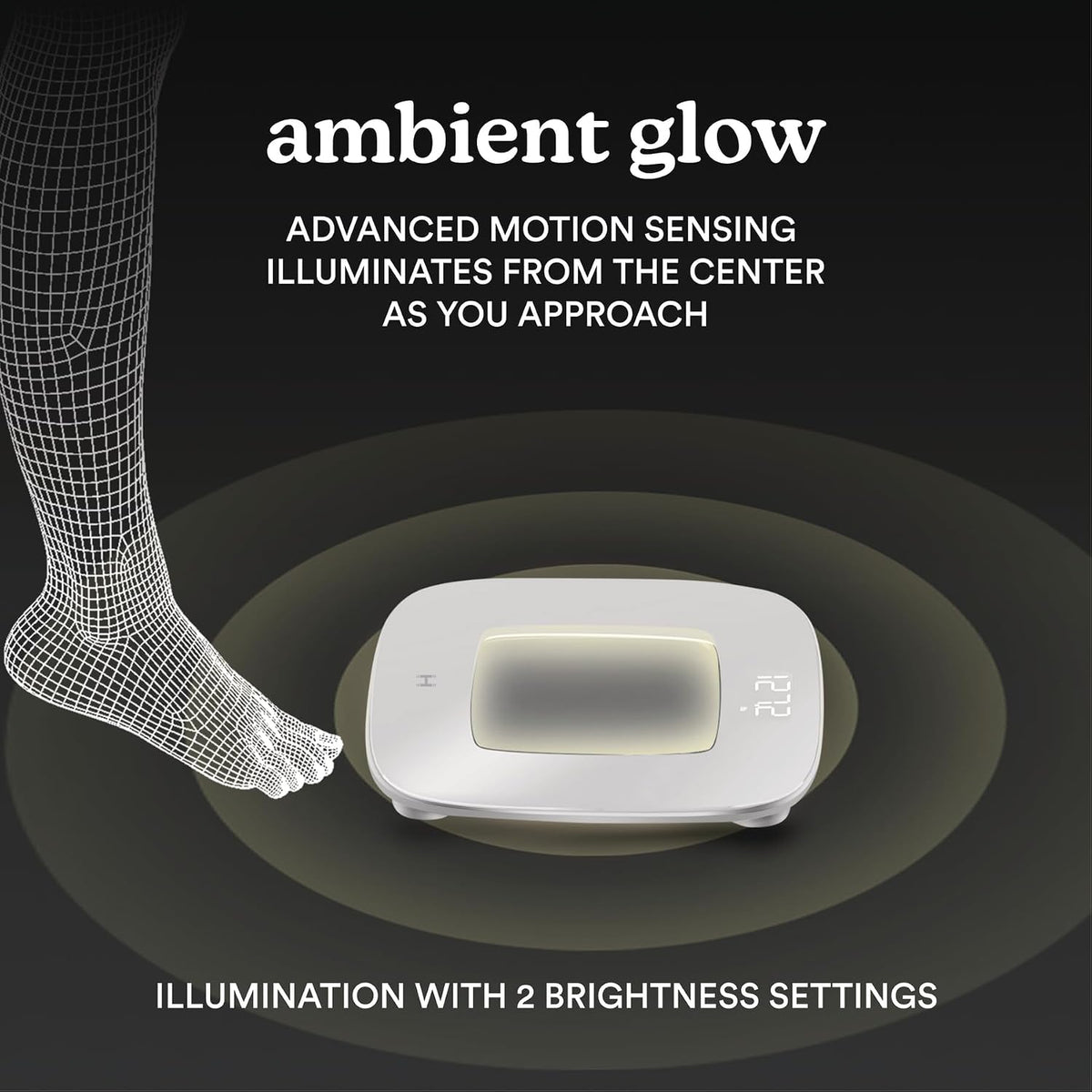 Homedics Báscula digital de baño, iluminación central ambiental con