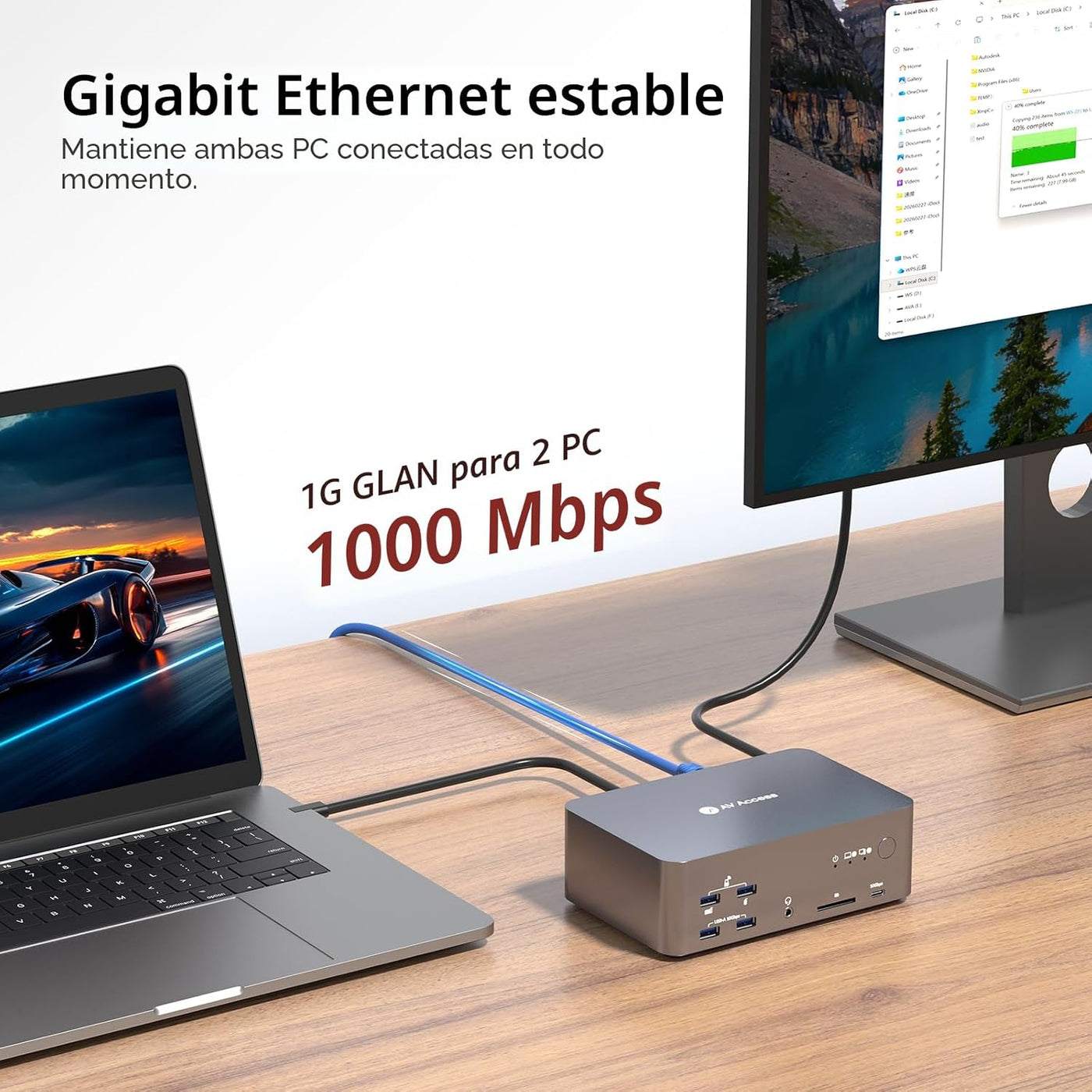 Conmutador 3 del KVM del acceso AV 8K monitores 2 ordenadores, esta...
