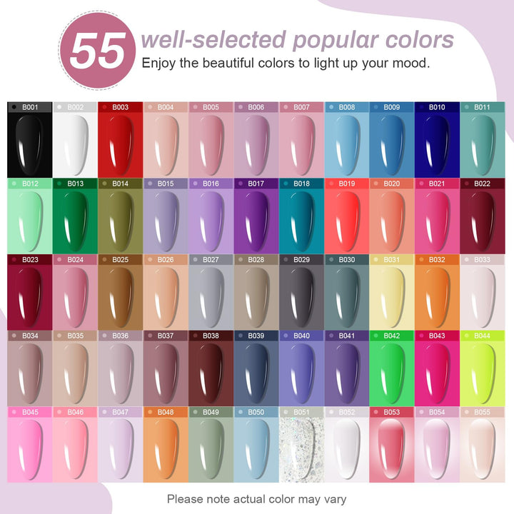 JODSONE Kit de Esmalte de Uñas en Gel de 60 Piezas con Luz UV, Capa...